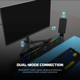 Fantech GS305 BEAT BAR Dual Mode (Wired & Bluetooth) RGB Gaming Speaker, 6W 2" tuned Drive, Deep Bass Boost