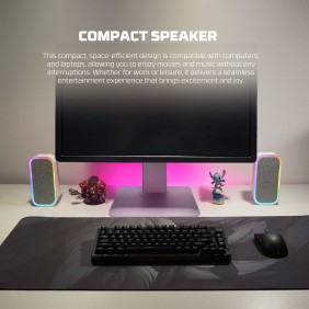 Fantech GS304 GROOVE Dual Mode (Wired & Bluetooth) RGB Gaming Speaker, 6W 2" tuned Drive, Deep Bass Boost