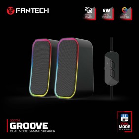 Fantech GS304 GROOVE Dual Mode (Wired & Bluetooth) RGB Gaming Speaker, 6W 2" tuned Drive, Deep Bass Boost