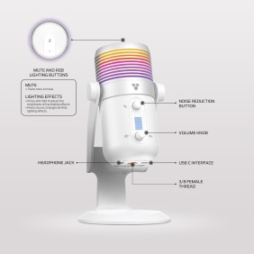 Fantech LEVIOSA MAX MCX03 Professional RGB Condenser Microphone, Noise Reduction, Pure Precision, USB-C Interface
