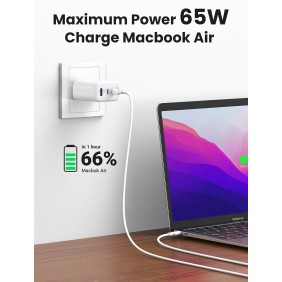 UGREEN 65W Triple Port USB-A + 2*USB-C Smart & Fast Charger for Phones, Tablets, Ipads, Laptops & MacBooks - CD275 90496