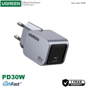 UGREEN NEXODE 30W GaN Tech Chip, Smart & Fast Charger for Phones, Tablets, Ipads & MacBook Air - X703 35006