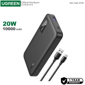 UGREEN Power Bank 20W PD, 3 Ports 10000 mAh, Smart & Fast Charging for Phones, Tablets, Ipads - PB311 25742