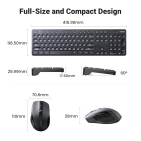 UGREEN PRO 2.4Ghz Wireless Combo, Silent Eng/Arabic Keyboard & Mouse, Comfortable Design, Premium Material  - MK006 45248