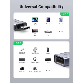 UGREEN OTG Adapter From USB-C 3.1 Male to USB-A 3.0 Female, Aluminum Material - US270 50283