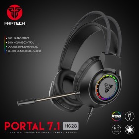 Fantech HG28 PORTAL, USB 7.1 Virtual surround sound Gaming Headset With RGB lighting