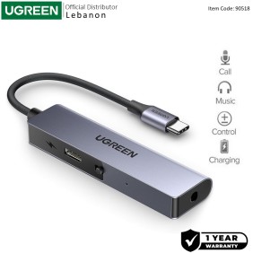 UGREEN USB C to 3.5mm Headphone & USB-C Charging Port, Built-In Microphone - CM230 90518