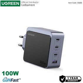 UGREEN NEXODE 100W GaN Tech, 4 Ports Charger for Phones, Tablets, Laptops & MacBooks with Smart power adjustment - X565 35043