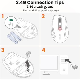 UGREEN Silent Wireless Mouse, 1600DPI, Ergonomic Design for maximum Comfort, For Tablet Desktop, Laptop, Macbooks - M511 45012