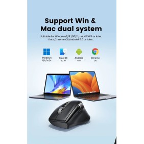 UGREEN Dual Mode Bluetooth & Wireless Mouse, 5000DPI, Ergonomic Shape with side thumb Wheel, 2Modes for Win & MacOS - M751 45792