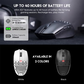 Fantech  XD7 Aria GO Mouse, 3 Mode Connection Wired, Bluetooth & Wireless, 26000DPI, Ultra light weight, Built-in Battery