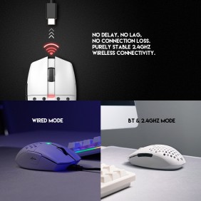 Fantech  XD7 Aria GO Mouse, 3 Mode Connection Wired, Bluetooth & Wireless, 26000DPI, Ultra light weight, Built-in Battery