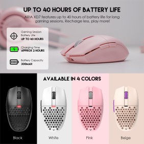 Fantech  XD7 Aria GO Mouse, 3 Mode Connection Wired, Bluetooth & Wireless, 26000DPI, Ultra light weight, Built-in Battery