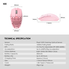 Fantech  XD7 Aria GO Mouse, 3 Mode Connection Wired, Bluettoth & Wireless, 26000DPI, Ultra light weight, Built-in Battery