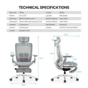 FANTECH OC2 Advanced Ergonomic Mesh Chair with Customizable Comfort Gray