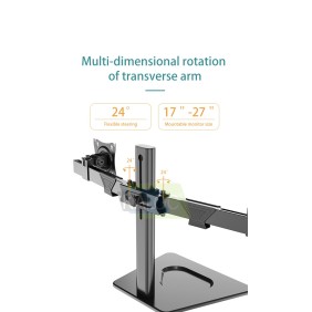 KALOC DZ220T Adjustable Horizontal Dual Monitor Arm, for Screens 17 to 27 Inches