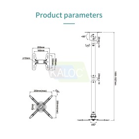 KALOC/ZENO T818-4/W Wall and Ceiling Projector Arm Bracket