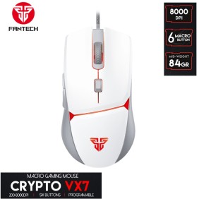 Fantech VX7 CRYPTO, Advanced Sensor 8000DPI, RGB Lighting, Wired Gaming Mouse (White)