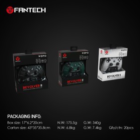 Fantech WGP12 Revolver II: Wireless 2.4GHz Gaming Controller with Buit-In Rechargeable Lithium-ion  Battery