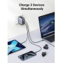 UGREEN 65W GaN Tech Travel Charger, EU, US, UK switchable plugs, 3 Ports, for Phones, Ipads, Laptops & MacBooks - CD296 90409