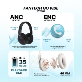 FANTECH WH05A GO VIBE: Bluetooth, - Active Noise Cancelling (ANC) WIRELESS HEADSET