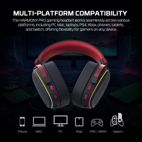 FANTECH WHG02 PRO Harmony: Tri Mode Bluetooth, Wired, USB Wireless Headset, up to 90 Hours Playback