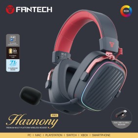 FANTECH WHG02 PRO Harmony: Tri Mode Bluetooth, Wired, USB Wireless Headset, up to 90 Hours Playback