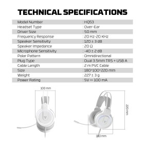 Fantech HQ53 FLASH Gaming Headset with LED Red Illumination and Crystal Clear Audio (White)