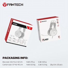 Fantech HQ53 FLASH Gaming Headset with LED Red Illumination and Crystal Clear Audio (White)