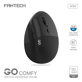 FANTECH W195 GO COMFY, Vertical Mouse, Dual Mode Bluetooth & Wireless, Silent Click