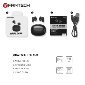 Fantech MITHRIL TX1 LITE Bluetooth, Wireless Earbuds compatible with android and iOs