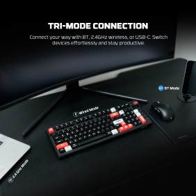 FANTECH MK918 ATOM PRO97, 3 Modes: Bluetooth, Wireless & Wired, Built-in Battery, Mechanical Gaming Keyboard