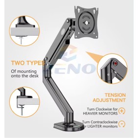 KALOC/ZENO NB232 Adjustable Single Arm for Laptops up to 17.3 Inches