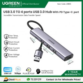 USB 3.0 TO 4 Ports USB 3.0 Hub With PD Type-C port...