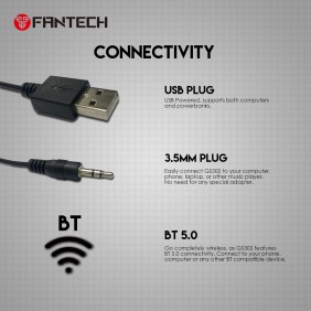 Fantech GS302 ALEGRO: Bluetooth and Wired RGB Gaming & Music Speaker, USB Powered Gaming & Music Speaker with RGB Lighting