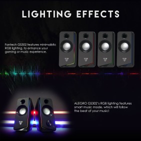 Fantech GS302 ALEGRO: Bluetooth and Wired RGB Gaming & Music Speaker, USB Powered Gaming & Music Speaker with RGB Lighting