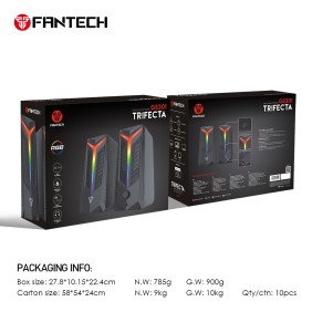 Fantech GS301 TRIFECTA: Bluetooth and Wired RGB Gaming & Music Speaker, USB Powered Gaming & Music Speaker with RGB Lighting