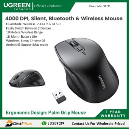 4000 DPI Silent 2.4Ghz Bluetooth & Wireless Mouse UGREEN...