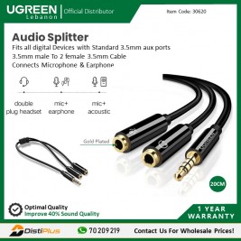 Audio Cable Splitter 3.5mm male To 2 female 3.5mm Braid,...
