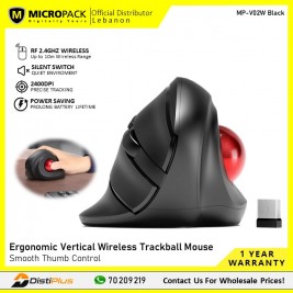MICROPACK MP-V02W Ergonomic Vertical Wireless Trackball Mouse (Black)