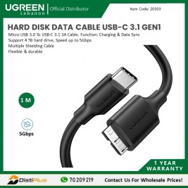 HARD DISK DATA CABLE:  Micro USB 3.0 To USB-C 3.1 3A...