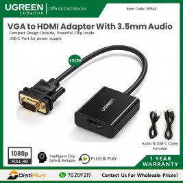VGA to HDMI Adapter Cable With 3.5mm Audio Full HD and...