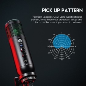 Fantech LEVIOSA MCX01: Professional RGB Condenser Microphone For Streamer or Youtuber, USB Interface