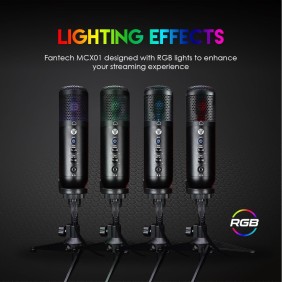 Fantech LEVIOSA MCX01: Professional RGB Condenser Microphone For Streamer or Youtuber, USB Interface