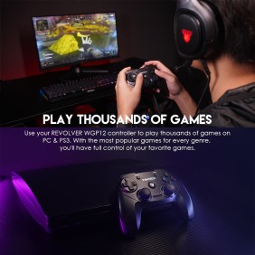 Fantech WGP12 Revolver: Wireless 2.4GHz Gaming Controller with Buit-In Rechargeable Lithium-ion  Battery