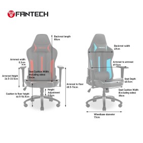 Fantech GC-191 Ergonomic & Durable Gaming Chair with 2D Armrests, Extreme Stability Metal Base and Class-4 Hydraulic Pistons Red