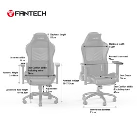 Fantech GC-192 Ultimate Comfort and Heavy-Duty Gaming Chair with 3D Armrests, Extreme Stability Metal Base Midnight Black