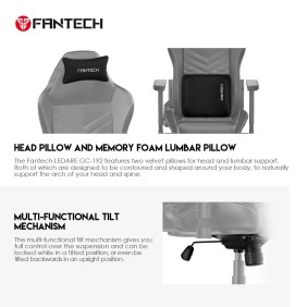 Fantech GC-192 Ultimate Comfort and Heavy-Duty Gaming Chair with 3D Armrests, Extreme Stability Metal Base Primastitch Grey