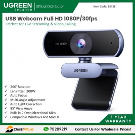 Full HD 30fps Webcam with Micro, Auto Light Correction,...