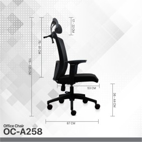 Fantech OC-A258: Ergonomic & Heavy-Duty Office Chair with Lumbar Support, Adjustable Headrest & Built-in Jacket Holder Black